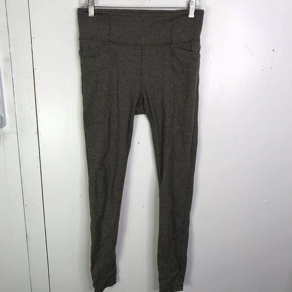 Athleta Leggings Womens Size M Metro Printed Criss Cross Pockets Thick Warm - Picture 1 of 10